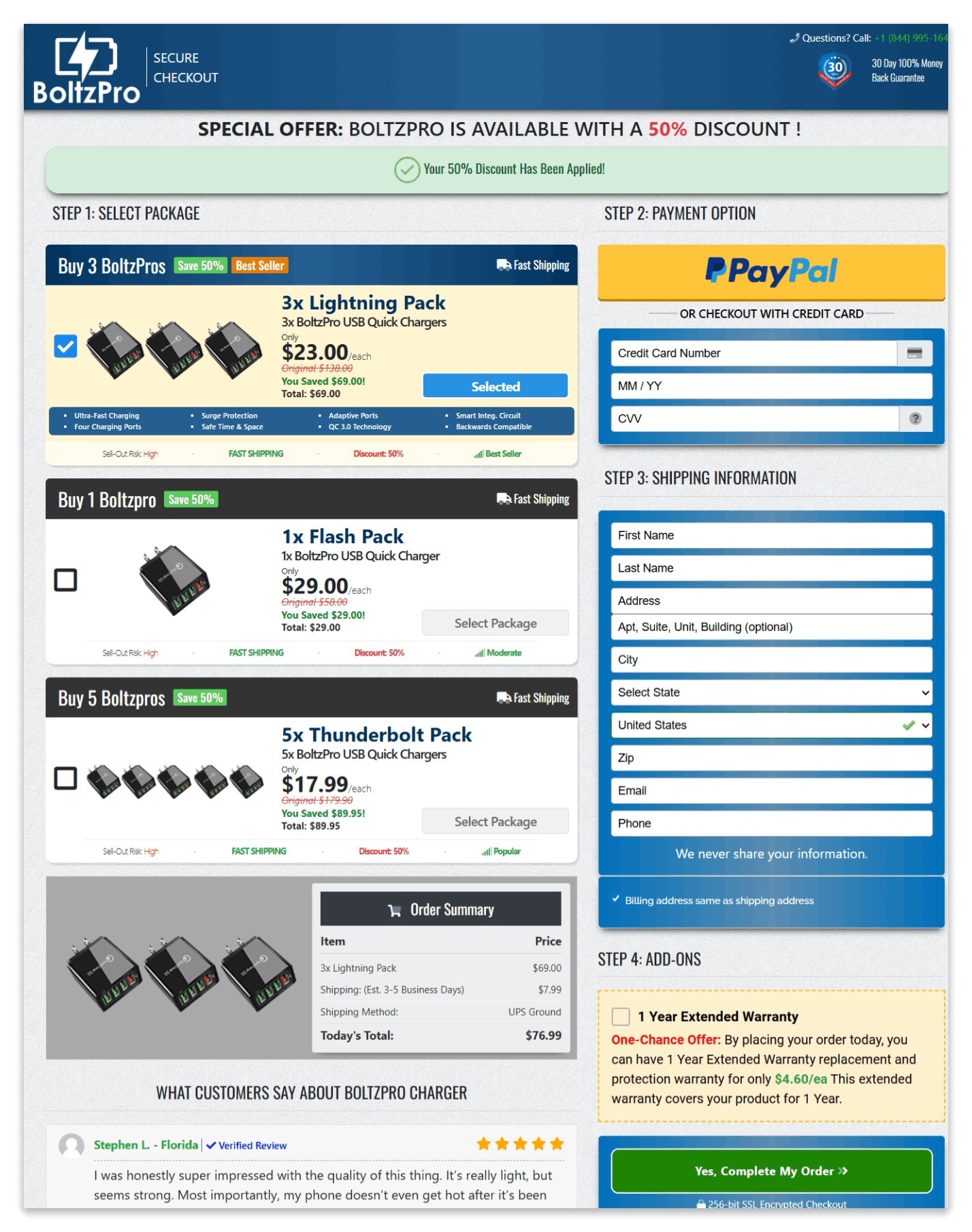 Boltz Pro secure checkout page